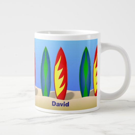 サーファーパーソナライズされたデュデコーヒーマグギフト ジャンボコーヒーマグカップ (右)