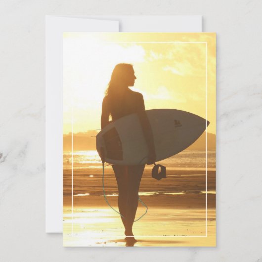 サーファービーチをテーマにした大学院パーティー写真 招待状 (裏面)