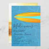 サーファービーチをテーマにした大学院パーティー写真 招待状 (正面/裏面)