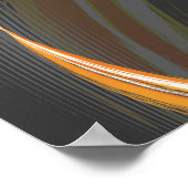 サーファーブラック姿とカラフル波のグレーポスター ポスター (角)