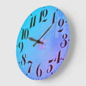 サーファーブルーラベンダーフラワー ラージ壁時計 (傾斜)