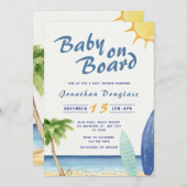サーファーベビーオンボードサーファービーチ 招待状 (正面/裏面)
