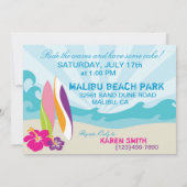 サーファーベーブ&サーフボードビーチ誕生日2 招待状 (裏面)