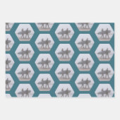 サーファーミニマルカップル海の泡グリーン ラッピングペーパーシート (正面2)