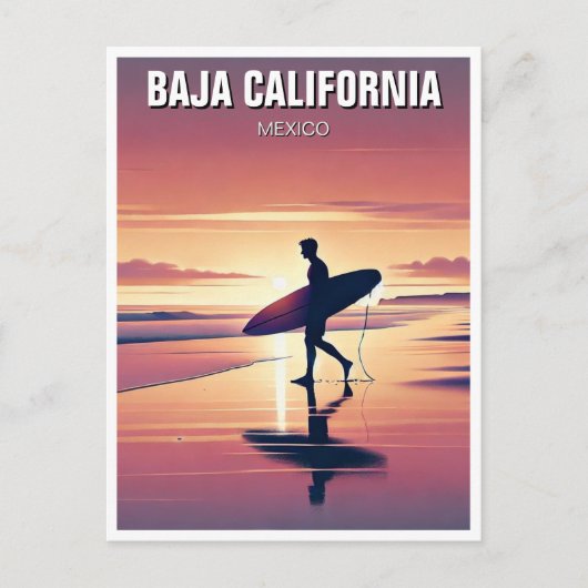 サーファーモダンサンセットバハカリフォルニア ポストカード (正面)