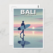 サーファーモダンサンセットバリインドネシア ポストカード (正面/裏面)