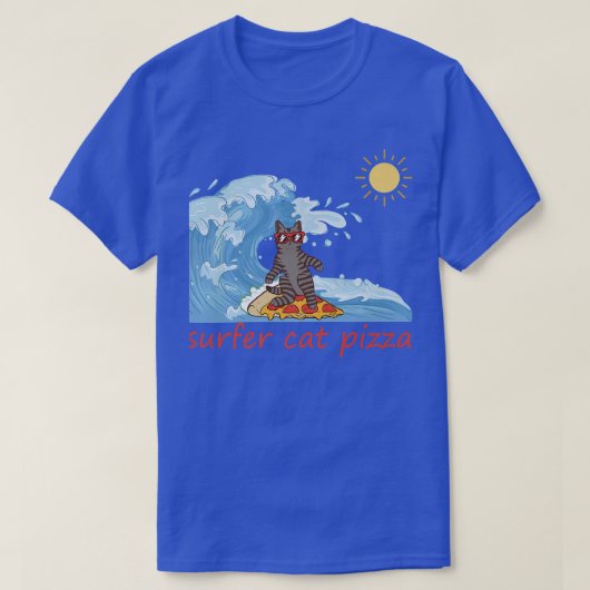 サーファーレトロピザボーイサーファーキャットピザチーズサーフ Tシャツ (デザイン正面)