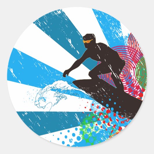 サーファー動揺してパラダイスステッカー ラウンドシール (正面)