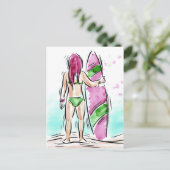 サーファー女子はがき ポストカード (スタンド正面)