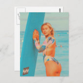 サーファー女子はがき ポストカード (正面/裏面)