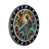 サーファー対ゴールデンサンセットグローアート ダーツボード (正面左)