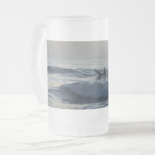 サーファー待ち曇りグラスビアマグ フロストグラスビールジョッキ (正面左)
