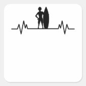 サーファー心拍サーフィン波乗りギフト スクエアシール (正面)