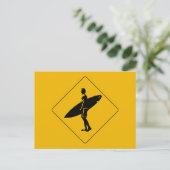 サーファー横断注意標識、サンディエゴ ポストカード (スタンド正面)