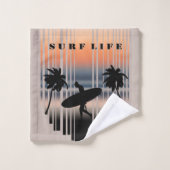 サーファー歩くインビーチアットサンセット |サーフライフ バスタオルセット (ウォッシュタオル)