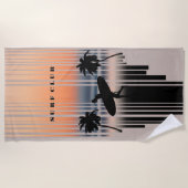 サーファー歩くインビーチアットサンセット |サーフライフ ビーチタオル (正面)