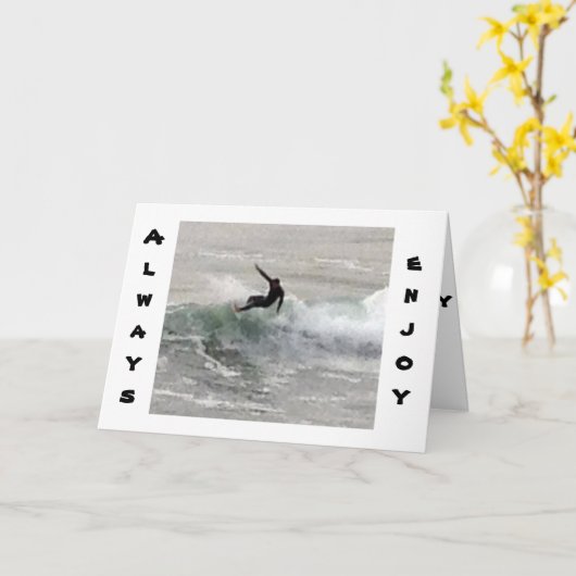 サーファー氏は、特に楽しむその乗り物は誕生日だと言う カード (黄色い花)