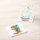 サーファー犬 スクエアペーパーコースター (インサイチュ)