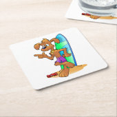 サーファー犬 スクエアペーパーコースター (アングル)