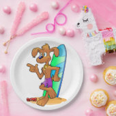 サーファー犬 ペーパープレート (パーティー)