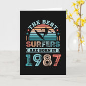 サーファー生まれ1987 40thバースデーサーフィンギフト カード (黄色い花)