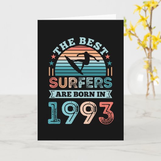 サーファー生まれ1993 30thバースデーサーフィンギフト カード (黄色い花)