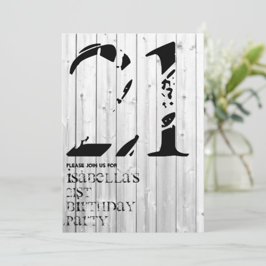 サーファー素朴タイポグラフィ誕生日招待状 招待状 (スタンド正面)