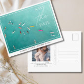 サーファー結婚の青い海日付はがきを保存 ポストカード