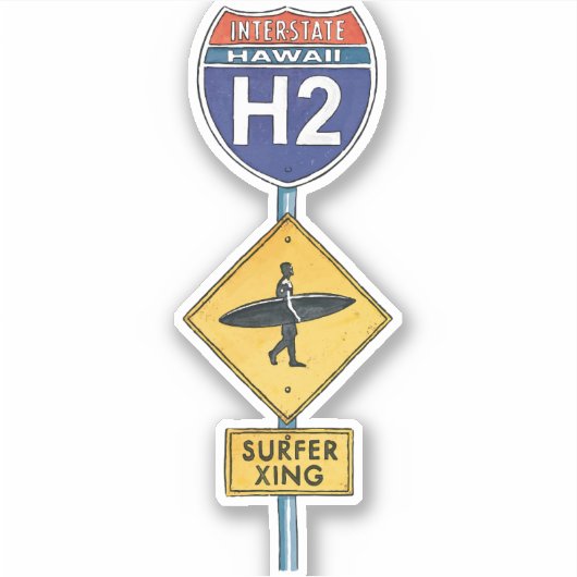 サーファー興ヴィンテージ標識 シール (正面)
