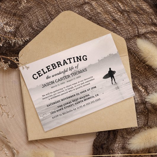 サーファー葬儀 |生命のお祝い 招待状