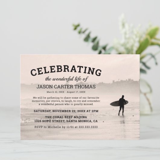 サーファー葬儀 |生命のお祝い 招待状 (スタンド正面)