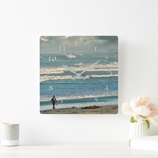 サーファー遠征サーフとマージ スクエア壁時計 (ホーム)