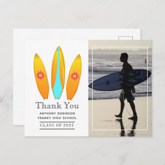 サーファー・アドベンチャー卒業式パーティーポストカード ポストカード (正面/裏面)