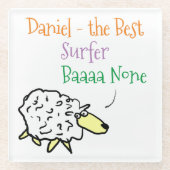 サーファー・ガラス・コースターの羊のデザイン ガラスコースター (正面)