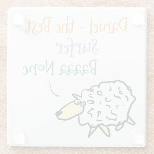 サーファー・ガラス・コースターの羊のデザイン ガラスコースター (裏面)