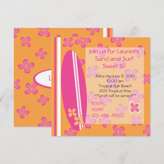 サーファー・ガール 招待状 (正面/裏面)