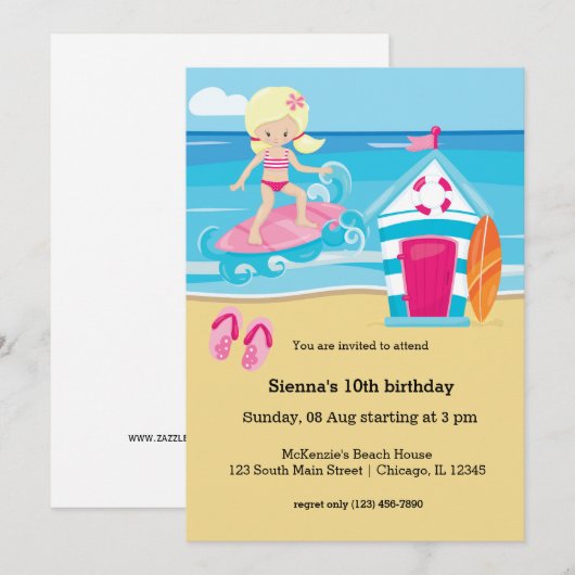 サーファー・キッズ 招待状 (正面/裏面)