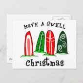 サーファー・クリスマス シーズンポストカード (正面/裏面)