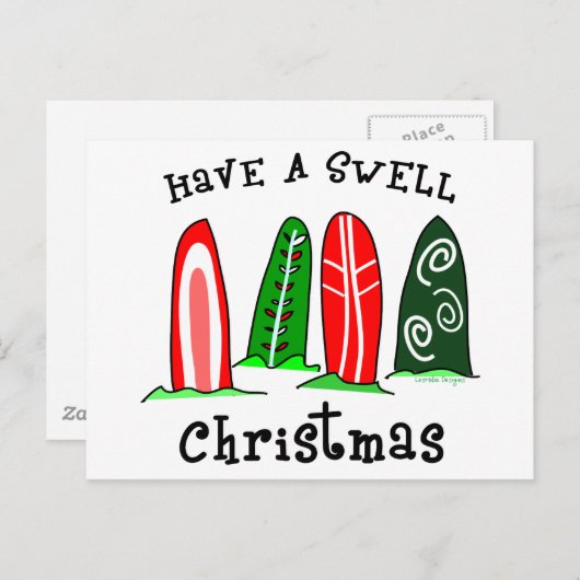 サーファー・クリスマス シーズンポストカード (正面/裏面)