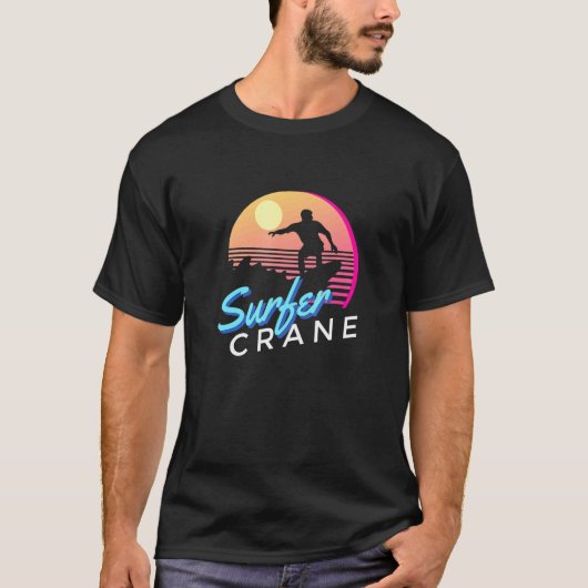 サーファー・クレーン・ヴィンテージ・サマー・ヴィンテージスタイル・夏 Tシャツ (正面)