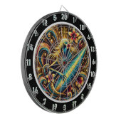 サーファー・グローとトロピカルサンセットアート ダーツボード (正面左)