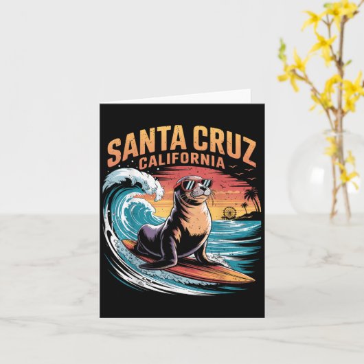 サーファー サーフィン 70年代 80年代 サンタクルーズ カリフォルニア レトロ カード (黄色い花)