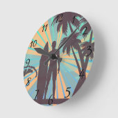 サーファー・デュック ラウンド壁時計 (傾斜)