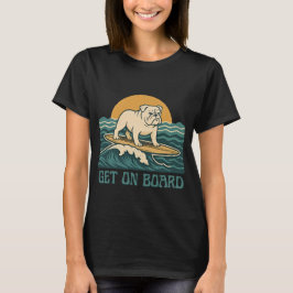 サーファー・ドッグ・レトロ・ブルドッグ・サーフ・グラフィック Tシャツ
