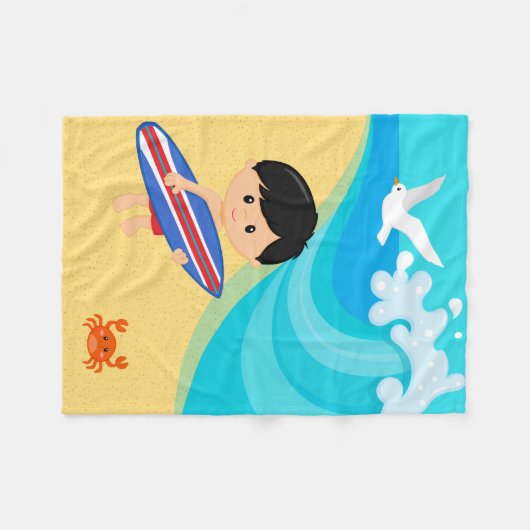 サーファー・ボーイ フリースブランケット (正面(横))