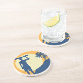 サーファー、ヤシの木、崖、太陽、月、 コースター (側面)