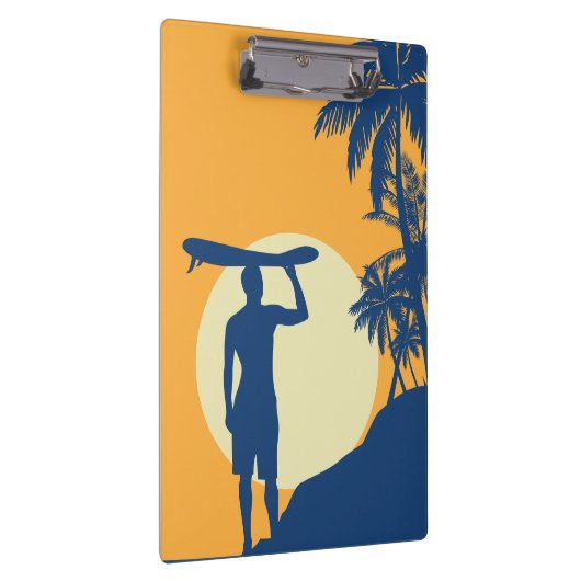 サーファー,ヤシの木,崖,日,サーファー,月 クリップボード (右)