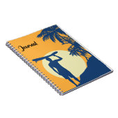 サーファー,ヤシの木,崖,日,月,サーファー ノートブック (右側)