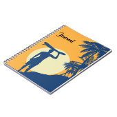 サーファー,ヤシの木,崖,日,月,サーファー ノートブック (左側)