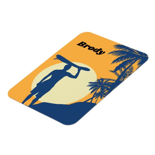 サーファー,ヤシの木,崖,日,月,サーフボード マグネット (左側)